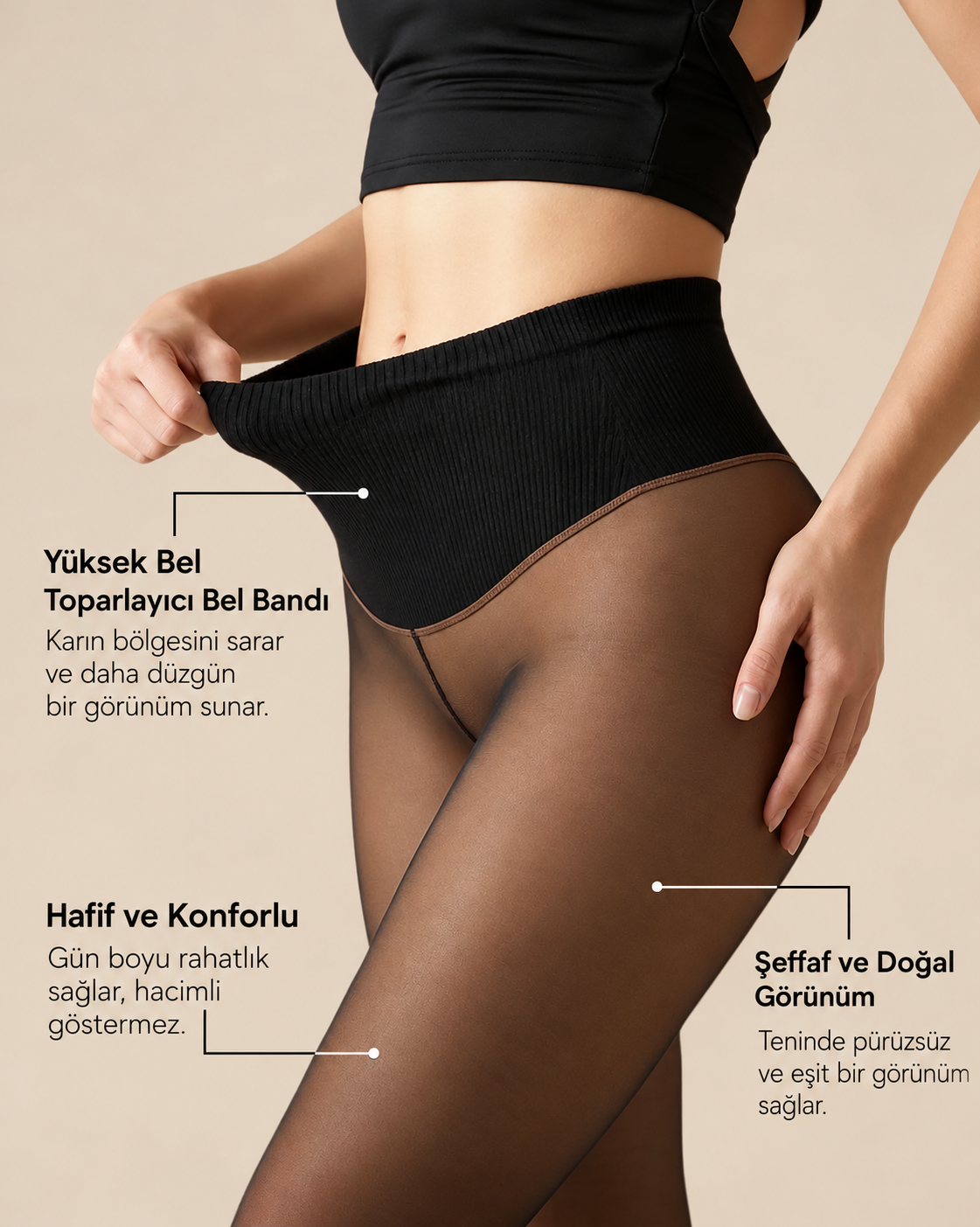 IRAZIA ThermoSkin™ İçi Polarlı Ten Görünümlü Termal Külotlu Çorap