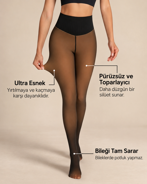 IRAZIA ThermoSkin™ İçi Polarlı Ten Görünümlü Termal Külotlu Çorap